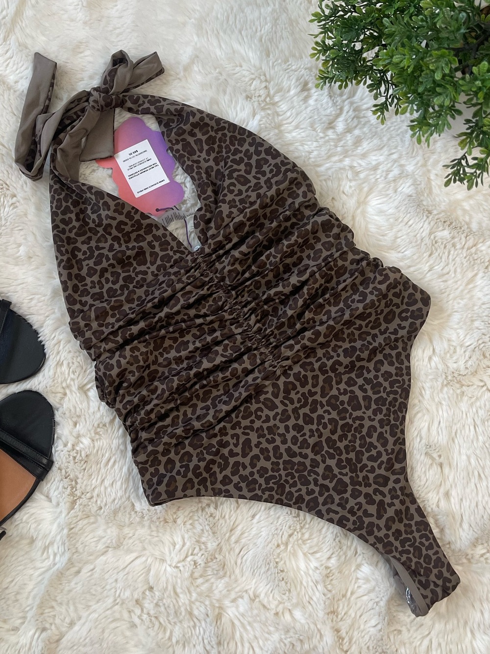 YITTY Swim Scrunch One-Piece Swimsuit – Choco Leopard – Size Small - Picture 2 of 5